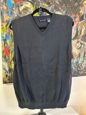 Structure Vintage Preppy Sweater Vest in Navy Blue